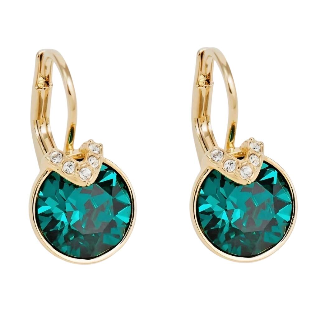 SWAROVSKI Crystal Gold Green Bella V Drop Earrings
